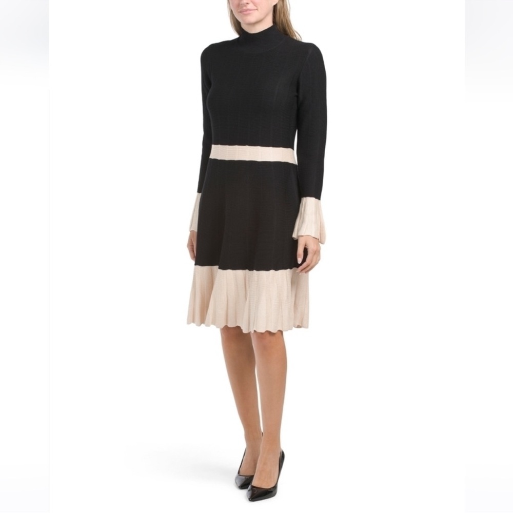NEW Taylor Mock Neck Color-block Sweater Dress
